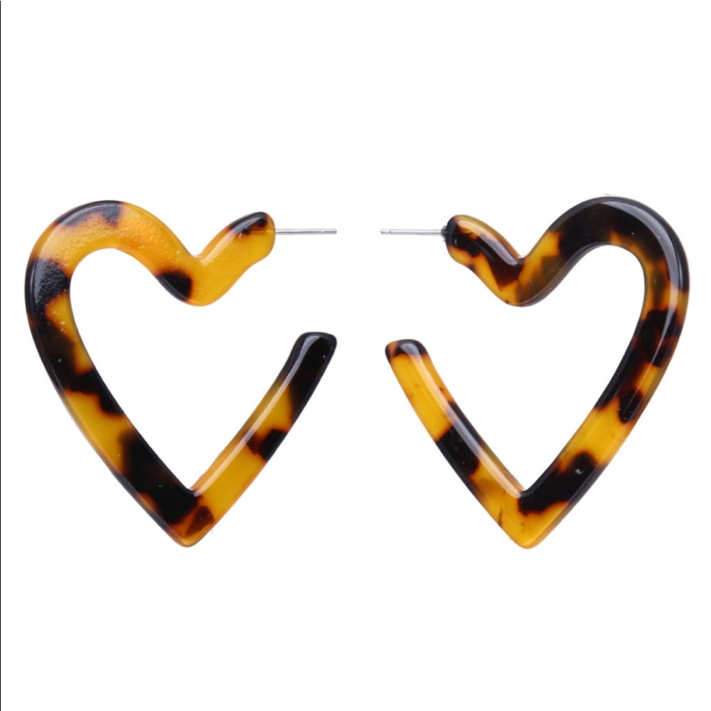 🤎 Tortoise Shell Heart Earrings 🖤